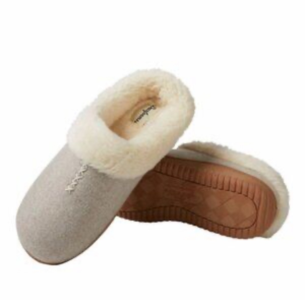 Dearfoams 💋Women’s Faux Fur Wool Blend Grey Slippers size 7-8 new S18